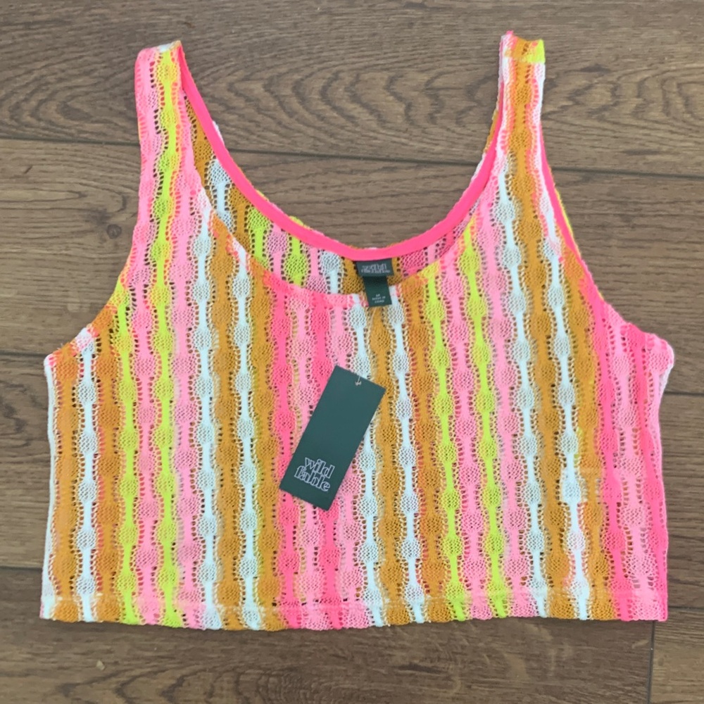 Wild Fable Colorful Crochet Crop Top NWT Medium